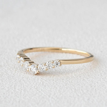 0.22 TCW Round Curved Moissanite Wedding Band