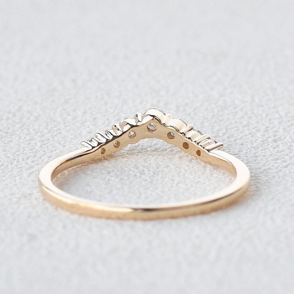 0.22 TCW Round Curved Moissanite Wedding Band