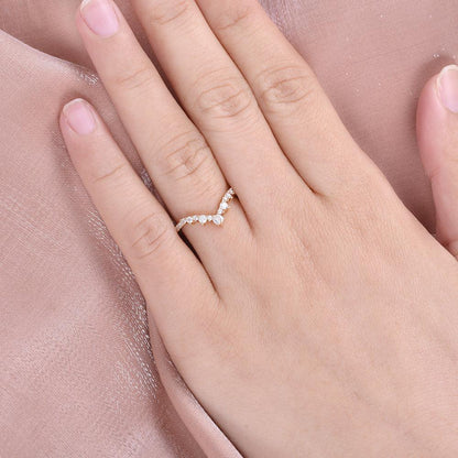 0.25 TCW Round Curved Moissanite Wedding Band