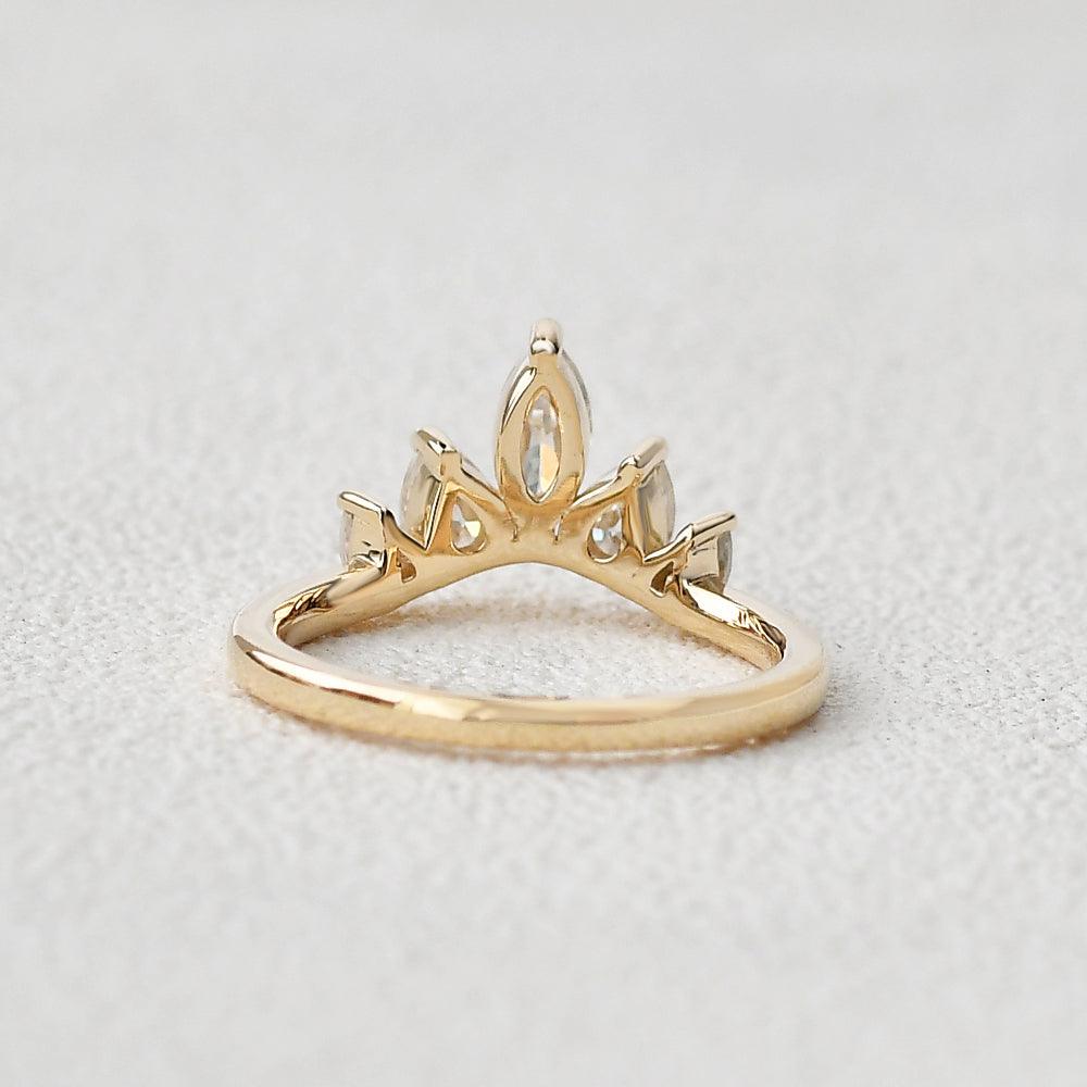 0.6 TCW Marquise & Pear Curved Moissanite Wedding Band