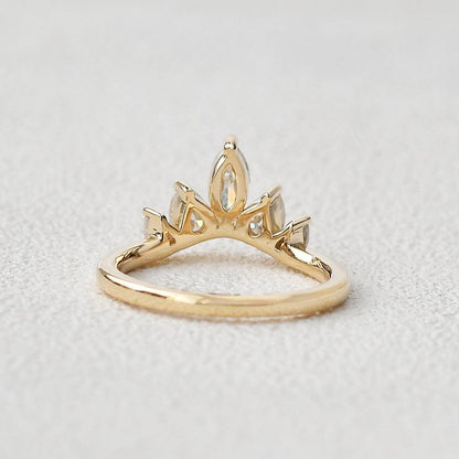 0.6 TCW Marquise & Pear Curved Moissanite Wedding Band