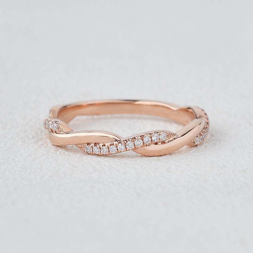 0.12 TCW Round Twisted Moissanite Wedding Band