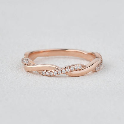 0.12 TCW Round Twisted Moissanite Wedding Band