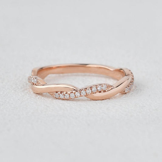 0.12 TCW Round Twisted Moissanite Wedding Band