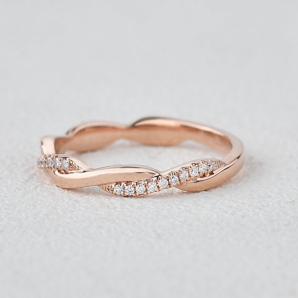 0.12 TCW Round Twisted Moissanite Wedding Band