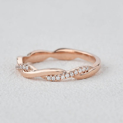 0.12 TCW Round Twisted Moissanite Wedding Band