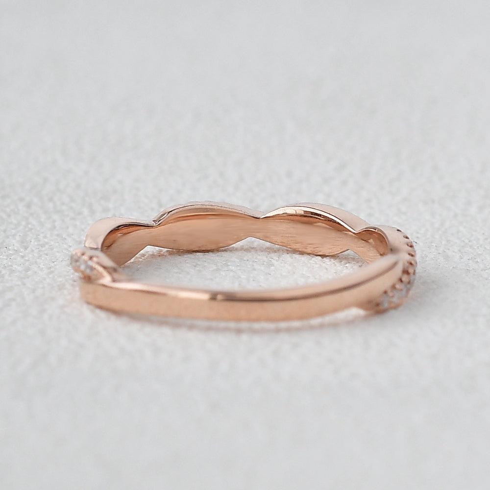 0.12 TCW Round Twisted Moissanite Wedding Band