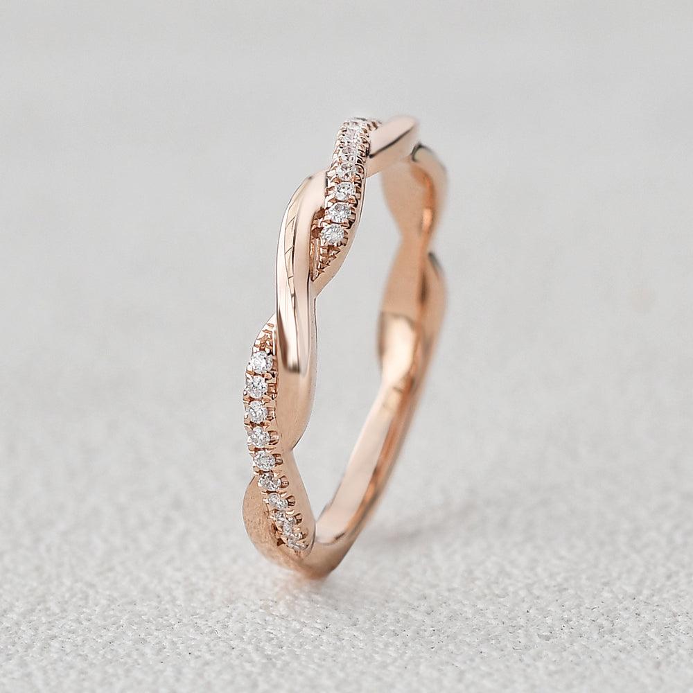 0.12 TCW Round Twisted Moissanite Wedding Band