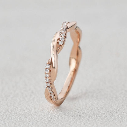 0.12 TCW Round Twisted Moissanite Wedding Band