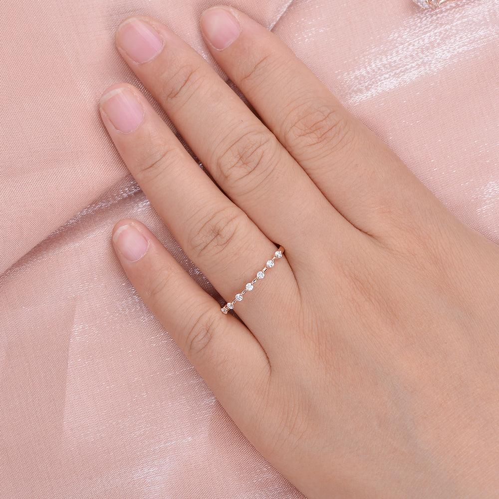 0.2 TCW Round Half Eternity Moissanite Wedding Band