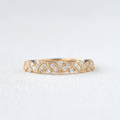 0.19 TCW Round Milgrain Moissanite Wedding Band
