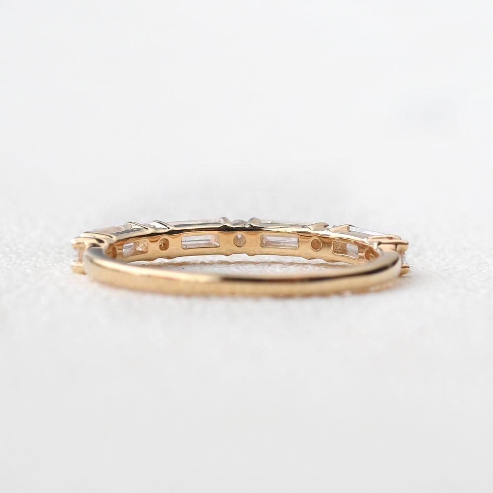 0.24 TCW Baguette & Round Half Eternity Moissanite Wedding Band