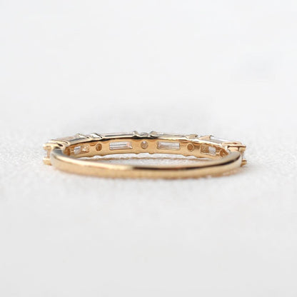 0.24 TCW Baguette & Round Half Eternity Moissanite Wedding Band