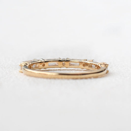 0.24 TCW Baguette & Round Half Eternity Moissanite Wedding Band