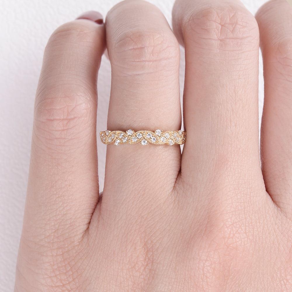 0.19 TCW Round Milgrain Moissanite Wedding Band
