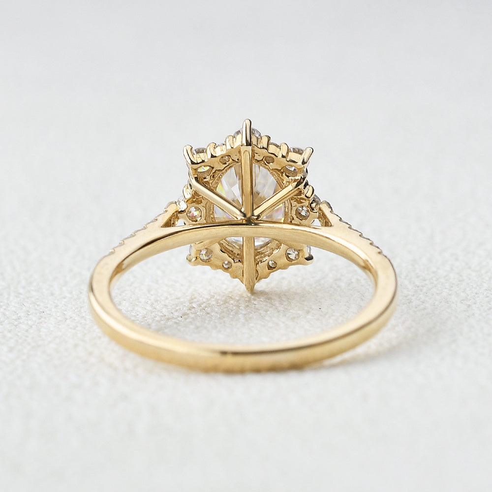 1.33 CT Oval Halo & Pave Moissanite Engagement Ring