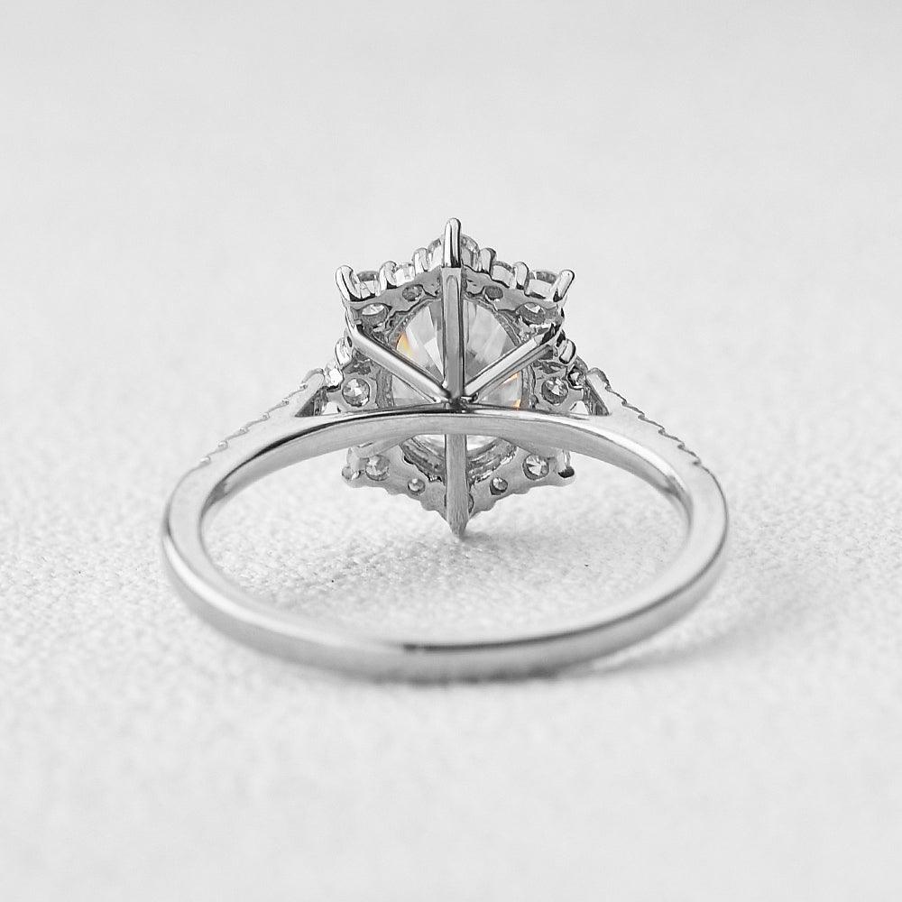 1.33 CT Oval Halo & Pave Moissanite Engagement Ring