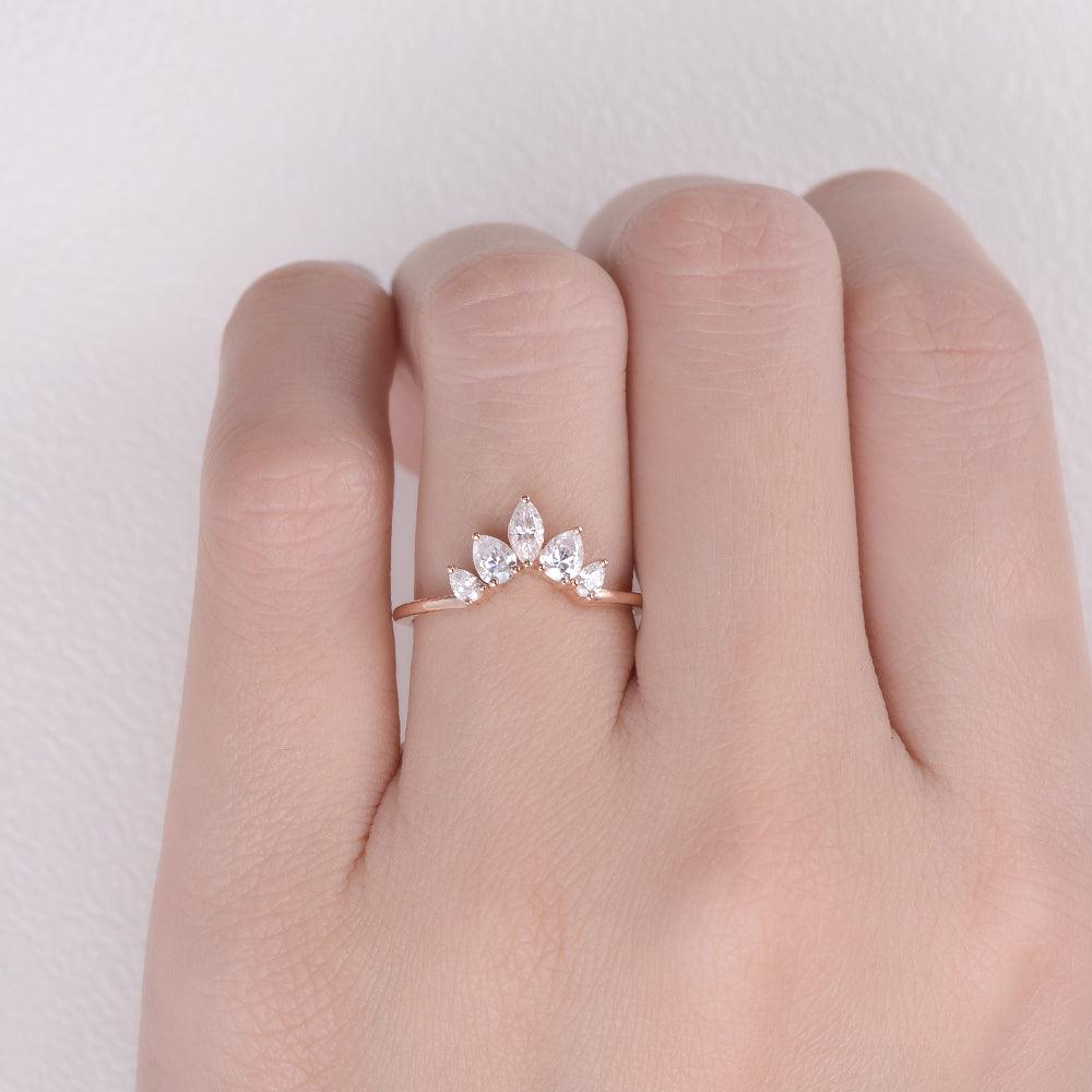 0.6 TCW Marquise & Pear Curved Moissanite Wedding Band