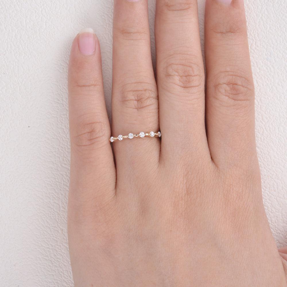 0.2 TCW Round Half Eternity Moissanite Wedding Band