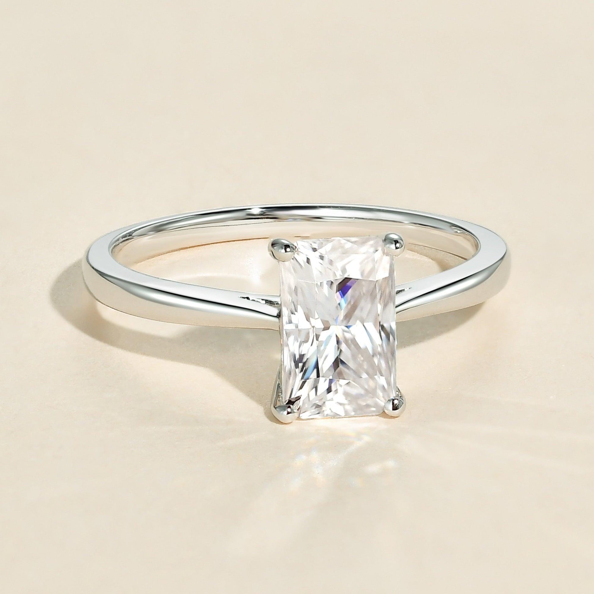 1.67 CT Radiant Solitaire Moissanite Engagement Ring