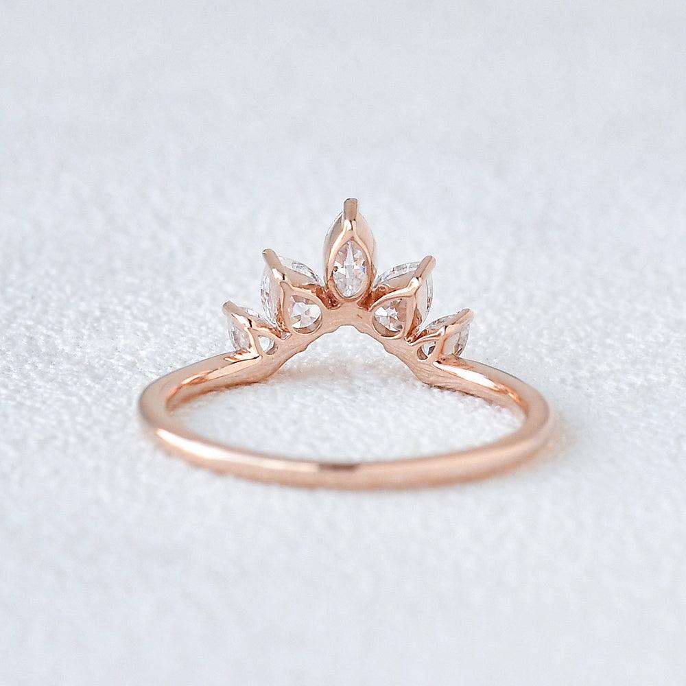 0.6 TCW Marquise & Pear Curved Moissanite Wedding Band
