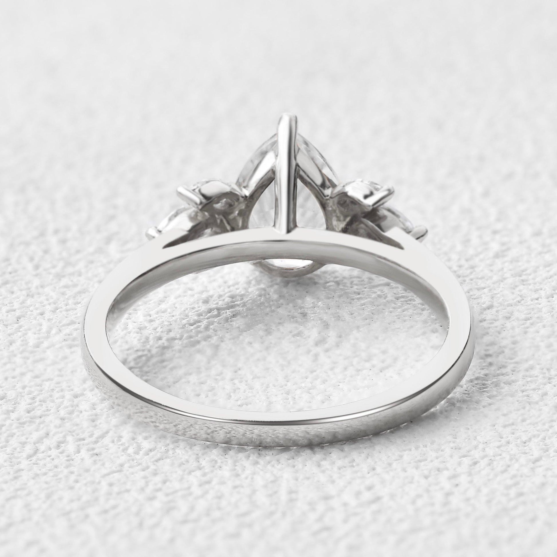 1.52 CT Pear Cluster Moissanite Engagement Ring