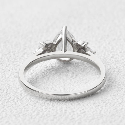 1.52 CT Pear Cluster Moissanite Engagement Ring