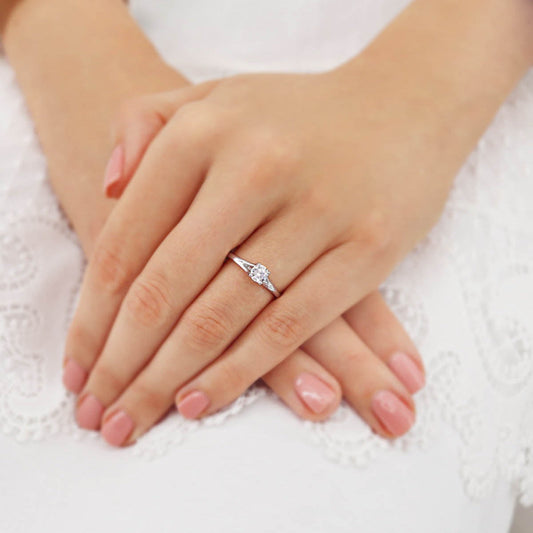 0.5 CT Round Solitaire Moissanite Engagement Ring