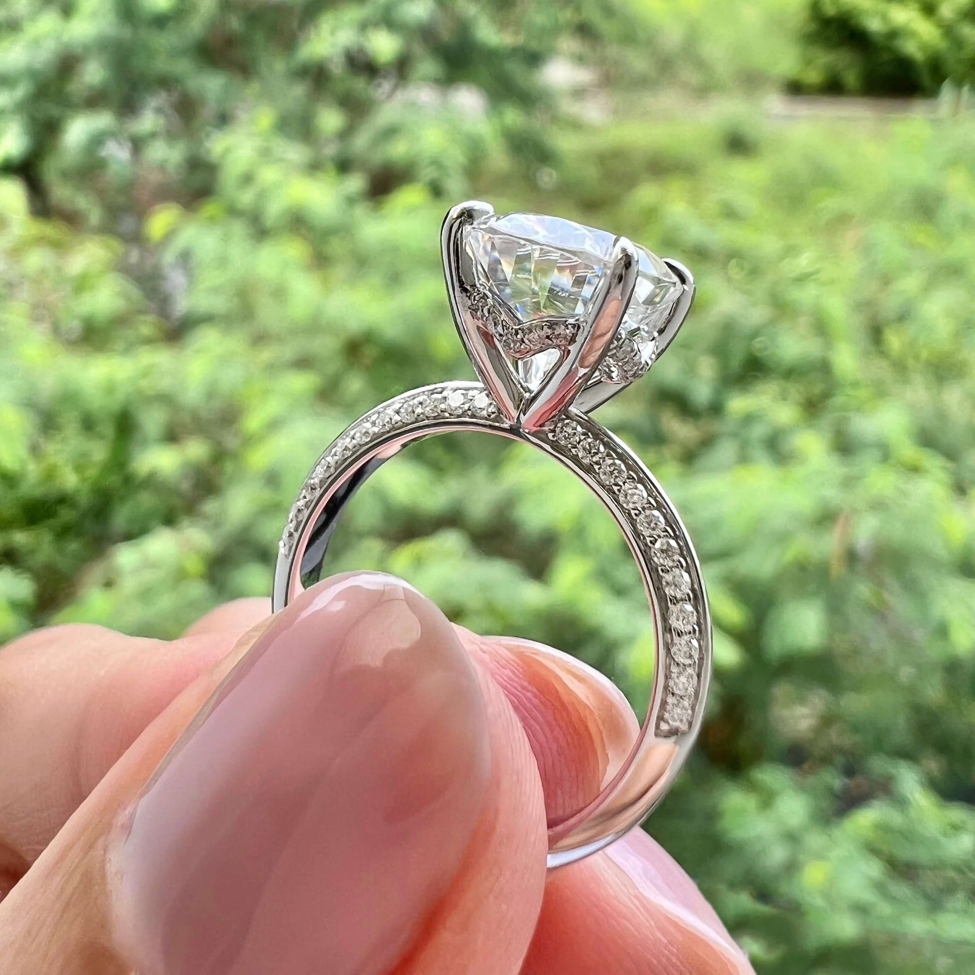 5.18 CT Oval Pave Moissanite Engagement Ring