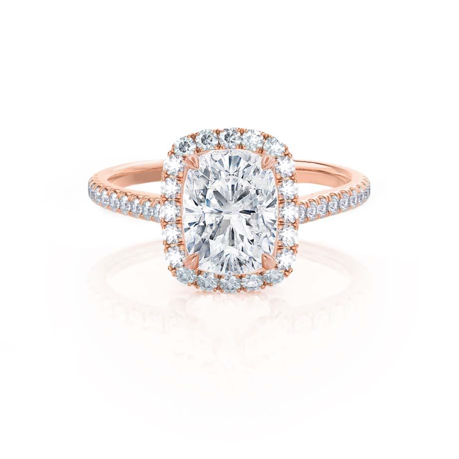 2.3 CT Elongated Cushion Halo & Pave Moissanite Engagement Ring