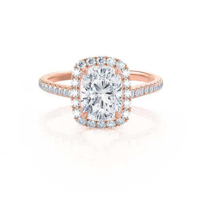 2.3 CT Elongated Cushion Halo & Pave Moissanite Engagement Ring