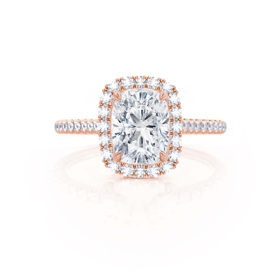 2.3 CT Elongated Cushion Halo & Pave Moissanite Engagement Ring