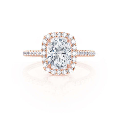 2.3 CT Elongated Cushion Halo & Pave Moissanite Engagement Ring