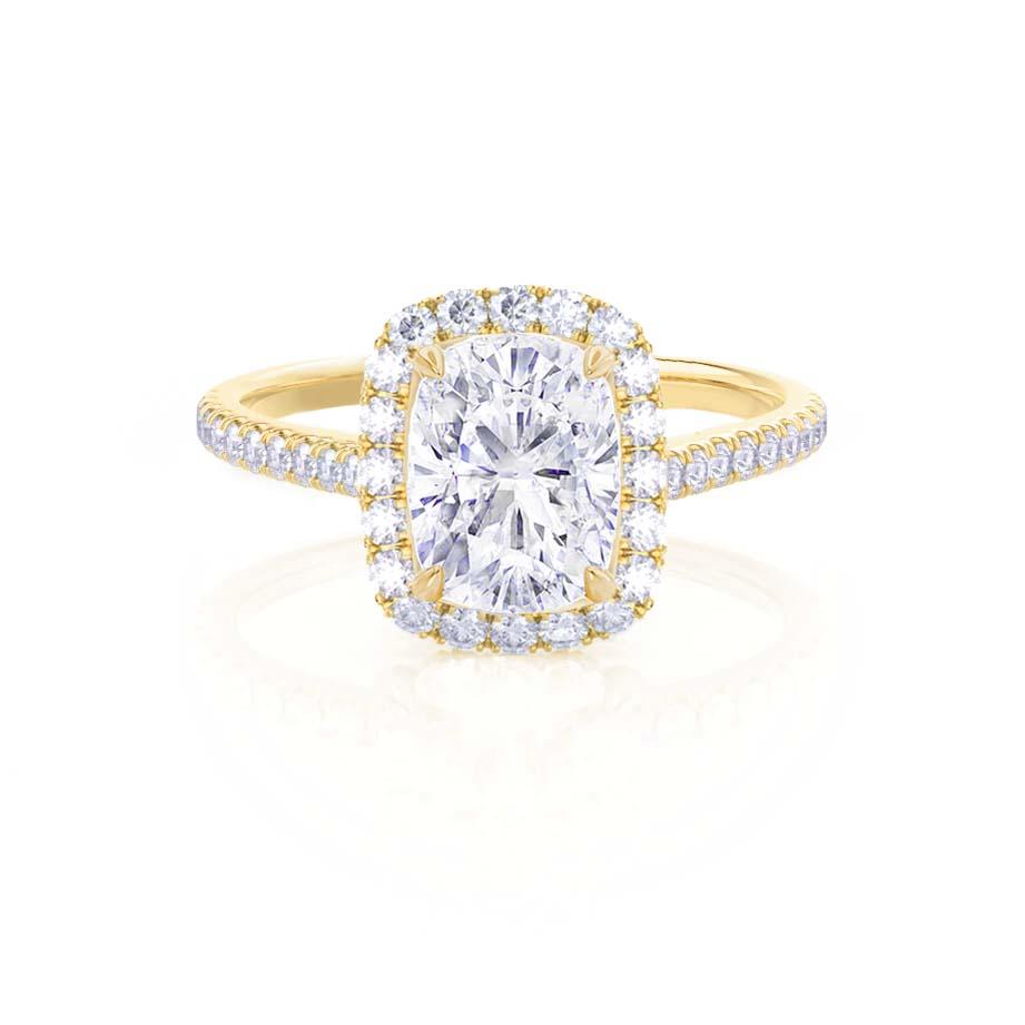 2.3 CT Elongated Cushion Halo & Pave Moissanite Engagement Ring