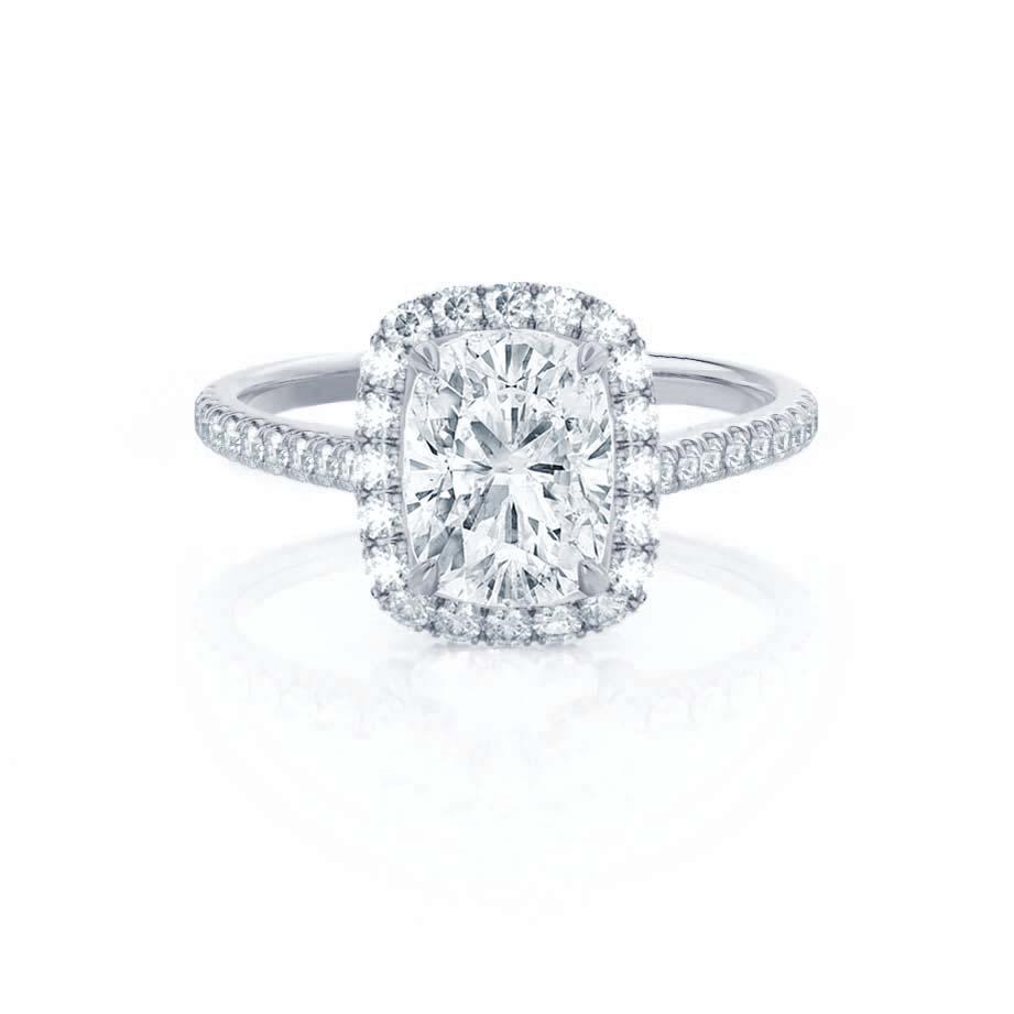 2.3 CT Elongated Cushion Halo & Pave Moissanite Engagement Ring