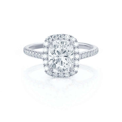 2.3 CT Elongated Cushion Halo & Pave Moissanite Engagement Ring