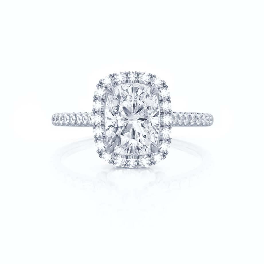 2.3 CT Elongated Cushion Halo & Pave Moissanite Engagement Ring