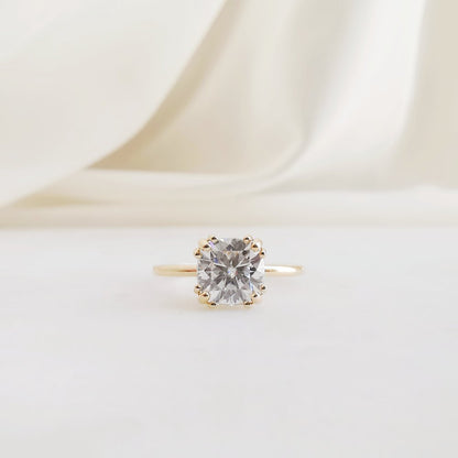 1.5 CT Cushion Pave Moissanite Engagement Ring