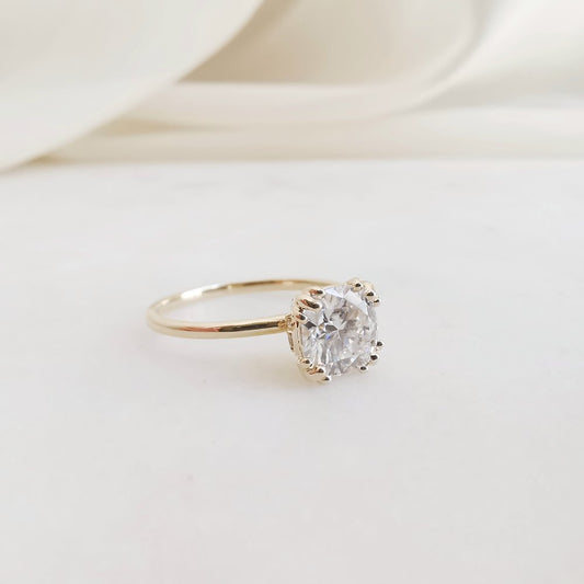 1.5 CT Cushion Hidden Halo Moissanite Engagement Ring