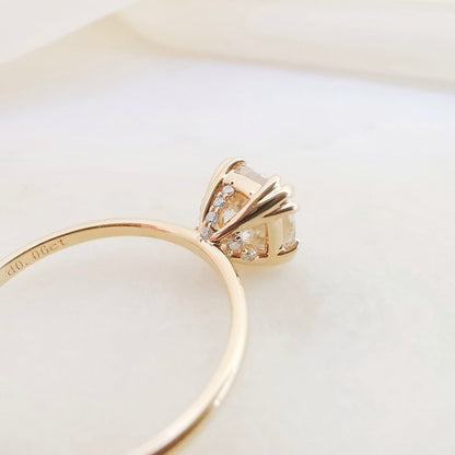 1.5 CT Cushion Hidden Halo Moissanite Engagement Ring