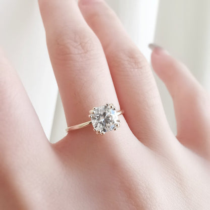 1.5 CT Cushion Hidden Halo Moissanite Engagement Ring