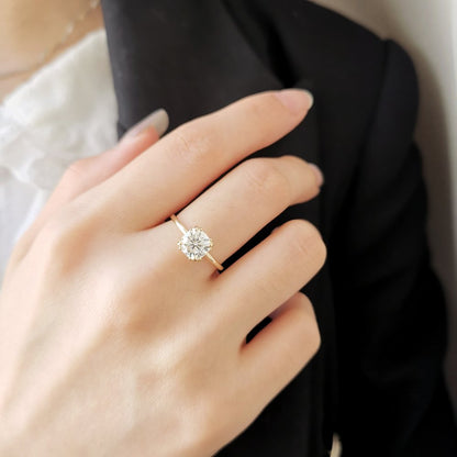 1.5 CT Cushion Hidden Halo Moissanite Engagement Ring