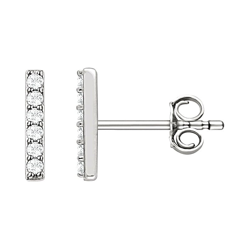 0.12 TCW Round Cut Bar Moissanite Earrings