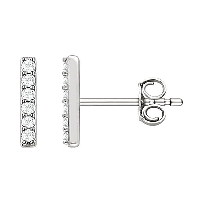 0.12 TCW Round Cut Bar Moissanite Earrings