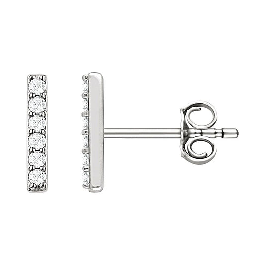0.12 TCW Round Cut Bar Moissanite Earrings