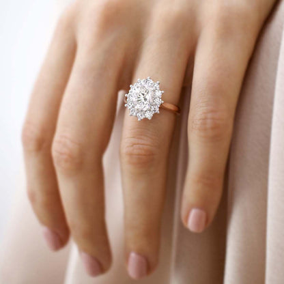 2.1 CT Oval Halo Moissanite Engagement Ring