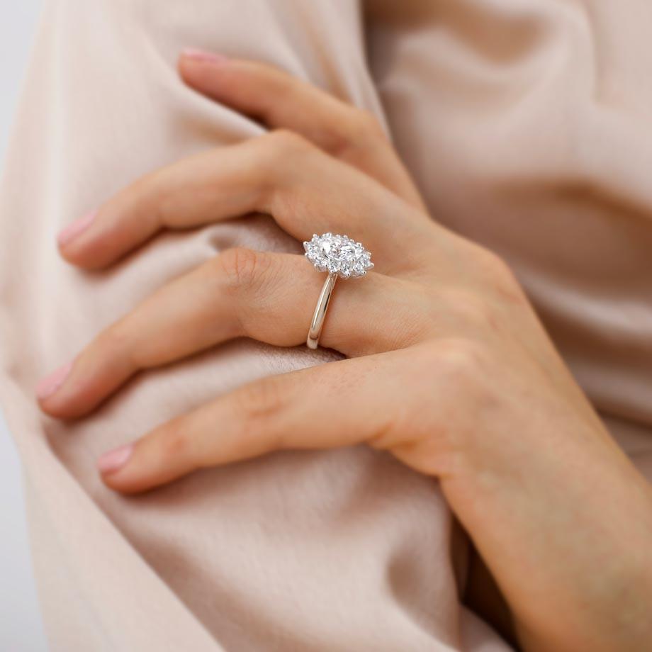 2.1 CT Oval Halo Moissanite Engagement Ring