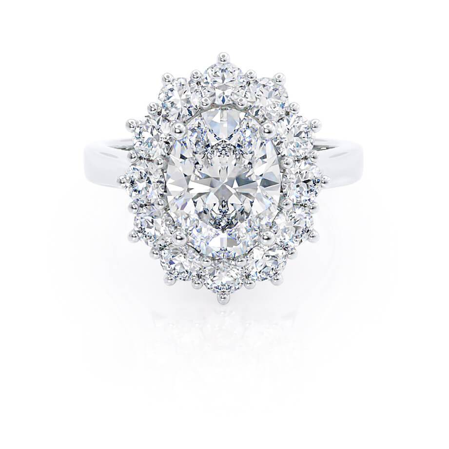 2.1 CT Oval Halo Moissanite Engagement Ring