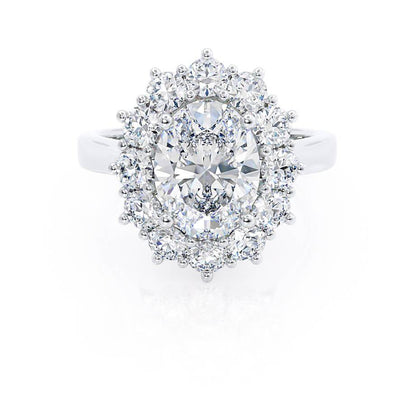 2.1 CT Oval Halo Moissanite Engagement Ring