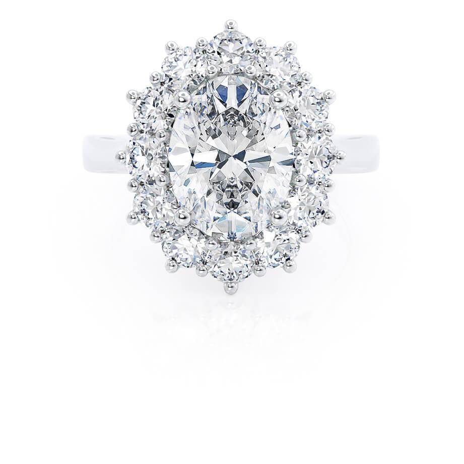 2.1 CT Oval Halo Moissanite Engagement Ring